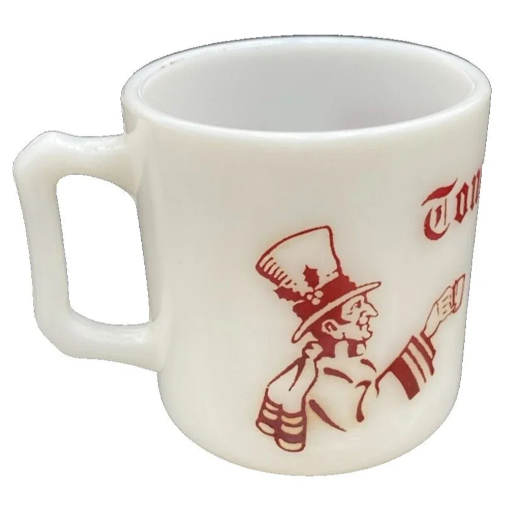 Hazel Atlas Tom  Jerry Mug Milk Glass Vintage Holiday Eggnog Cup Christmas Decor